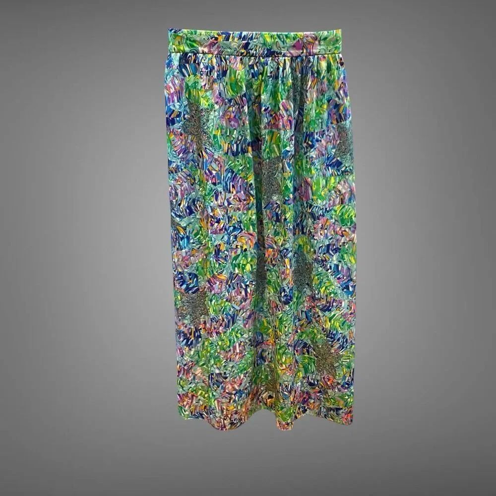 Vintage Psychedelic Swirl 1970’s Maxi Skirt Small 27” Waist
